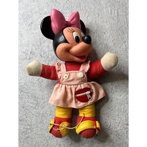 Vintage Mattel Disney Minnie Mouse Plush Doll learn to‎ dress 80s rare